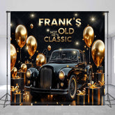 Aperturee Aperturee Not Old Just Classic Custom Birthday Backdrop Vintage Black Car and Gold Balloons Personalized Party for Him